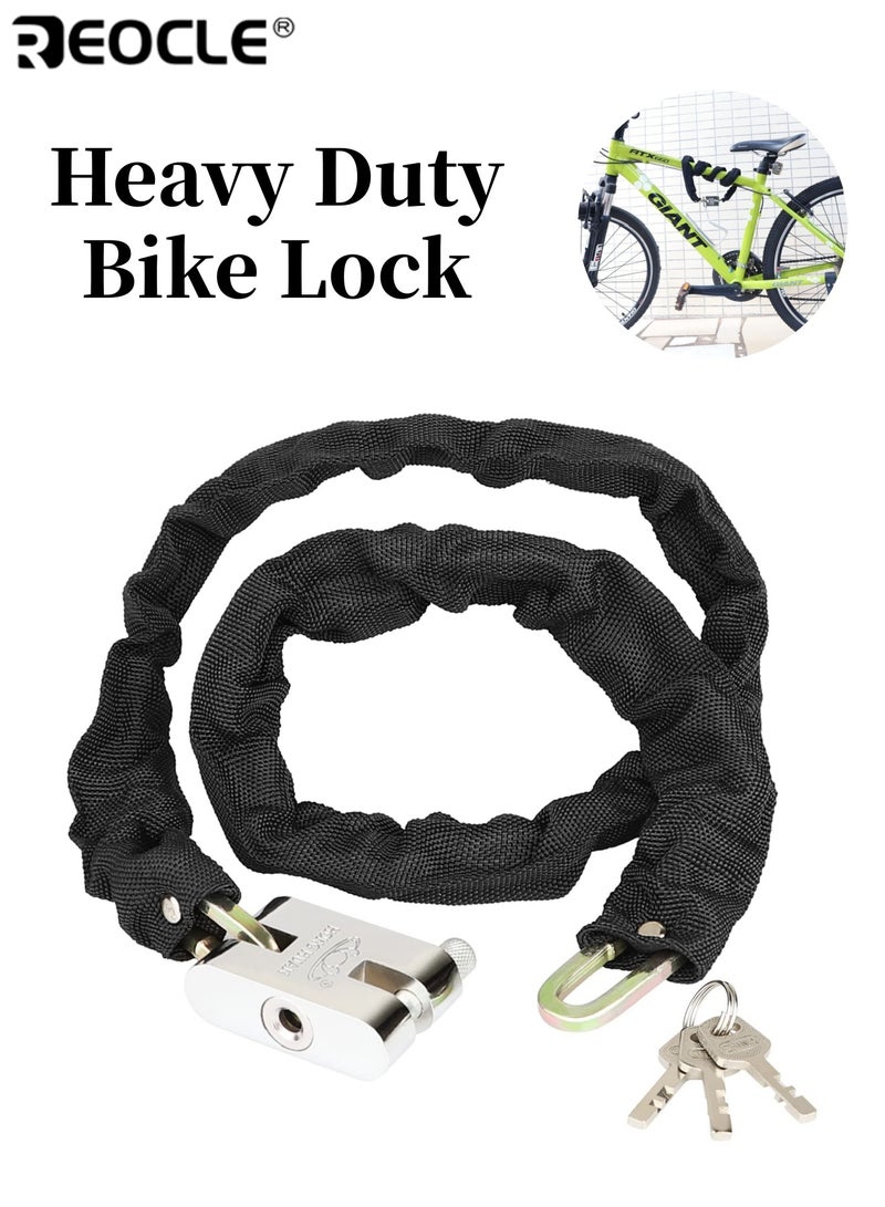 ريوكل قفل الدراجة الثقيلة قفل سلسلة مكافحة السرقة عالي الأمان مع قفل دراجة مانعة لتسرب الماء لبوابة باب سكوتر للدراجات النارية وحماية السياج (تشمل 3 مفاتيح) - Image 1