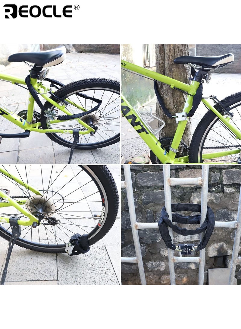 ريوكل قفل الدراجة الثقيلة قفل سلسلة مكافحة السرقة عالي الأمان مع قفل دراجة مانعة لتسرب الماء لبوابة باب سكوتر للدراجات النارية وحماية السياج (تشمل 3 مفاتيح) - Image 4