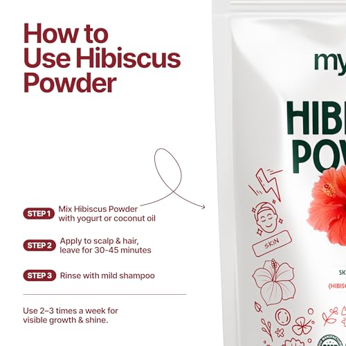 MYHERB 100% Natural Organic Hibiscus Powder (Hibiscus rosa-sinensis) || 227 Gm/0.5 Lbs || For Hair Improvement & Hair Growth || Skin Mask || For Men & Women - Image 2