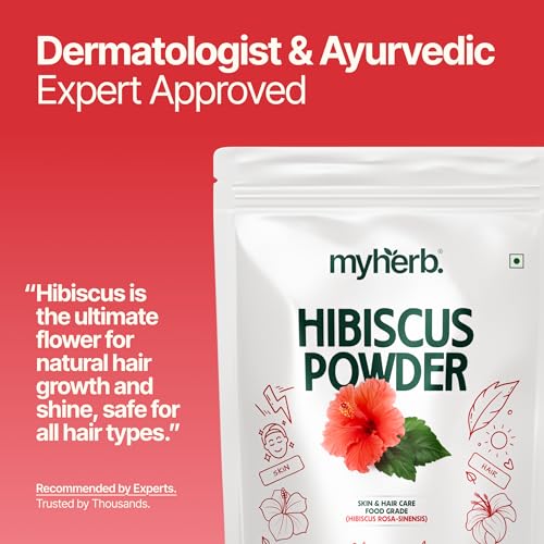 MYHERB 100% Natural Organic Hibiscus Powder (Hibiscus rosa-sinensis) || 227 Gm/0.5 Lbs || For Hair Improvement & Hair Growth || Skin Mask || For Men & Women - Image 3