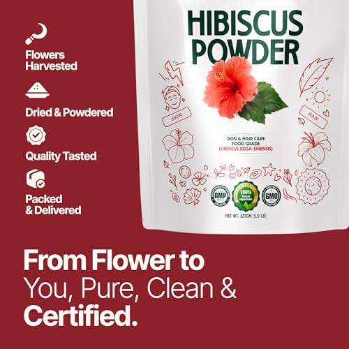 MYHERB 100% Natural Organic Hibiscus Powder (Hibiscus rosa-sinensis) || 227 Gm/0.5 Lbs || For Hair Improvement & Hair Growth || Skin Mask || For Men & Women - Image 4
