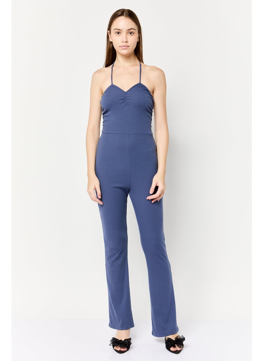 Aerie Women Ribbed Sleeveless Jumpsuit, Blue  - Image 1