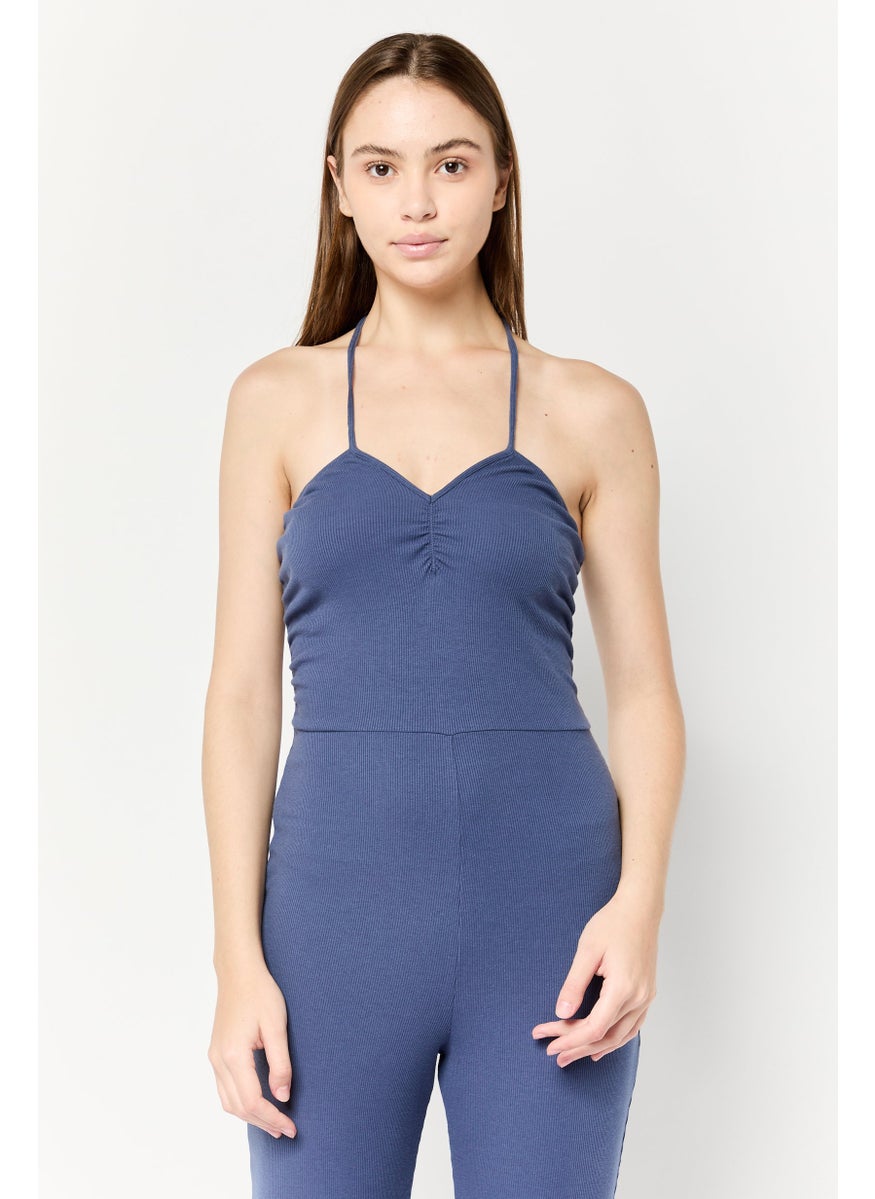 Aerie Women Ribbed Sleeveless Jumpsuit, Blue  - Image 2