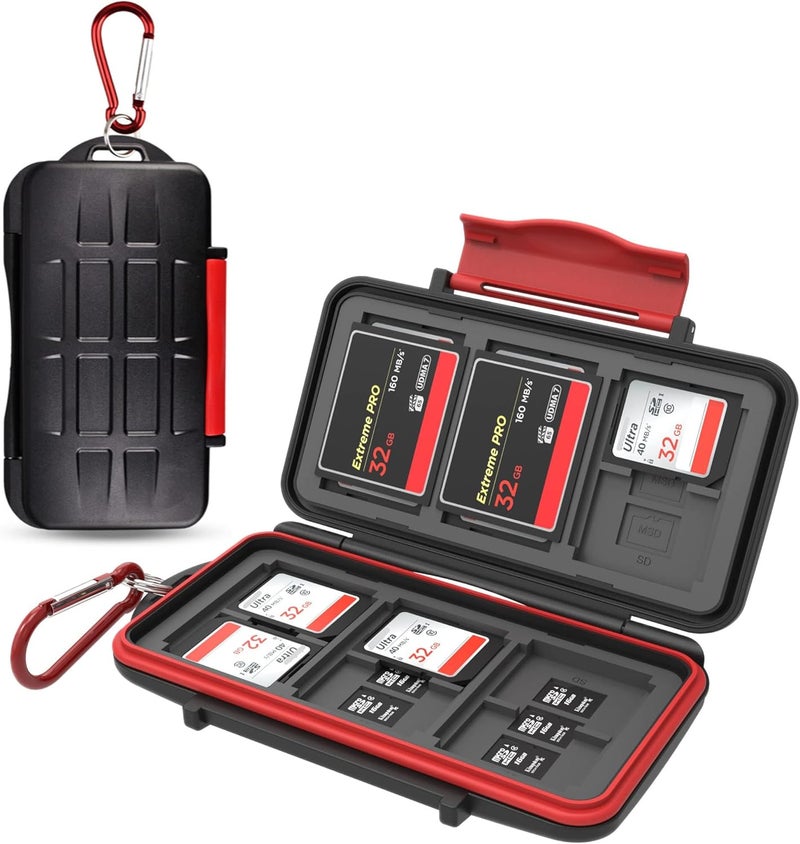 Kiorafoto 36 Slots Professional Water-Resistant Memory Card Case with Carabiner and Eject Pin - Image 1