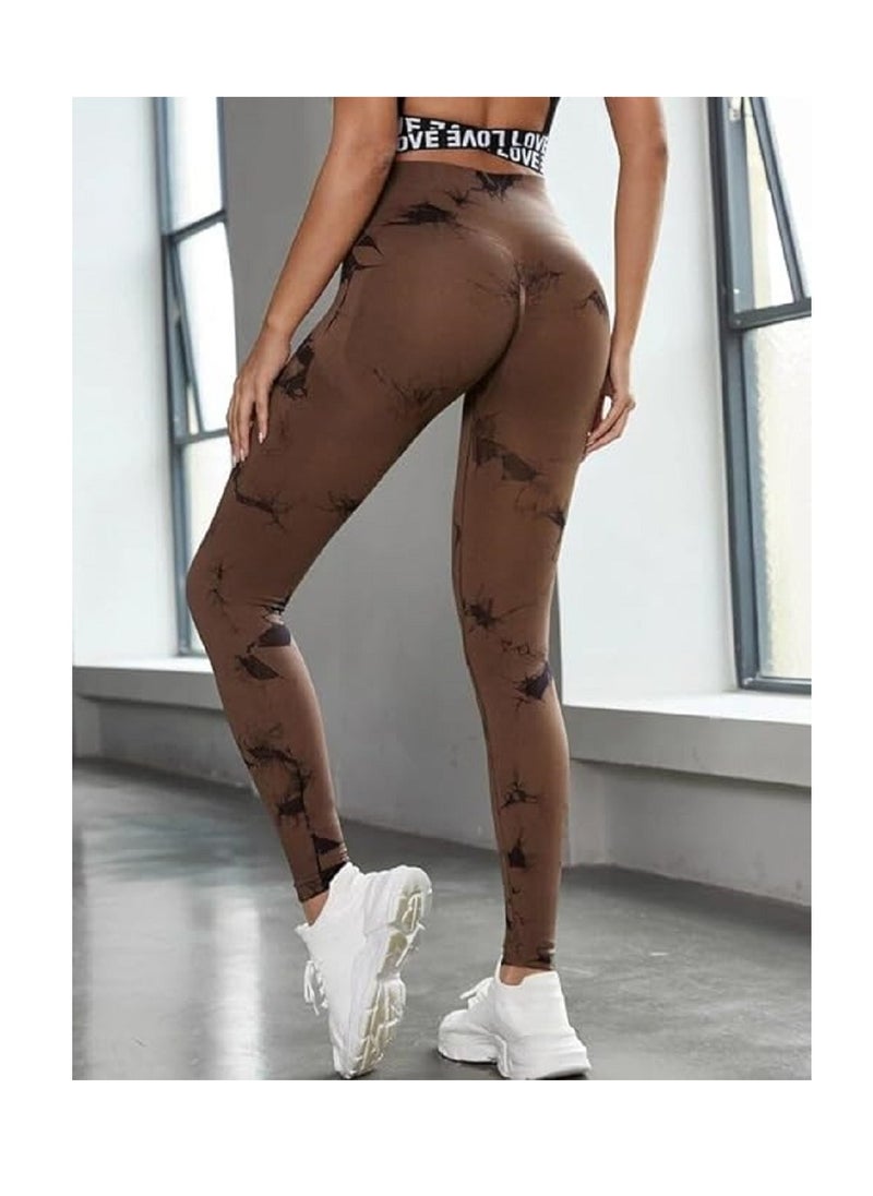 LESS DRAMA sportswear - High Waist Marble Leggings for Women | Curve-Hugging Workout Yoga Pants | Tummy Control Compression | Anti-Cellulite Athleisure Leggings for Fitness and Gym - Image 1