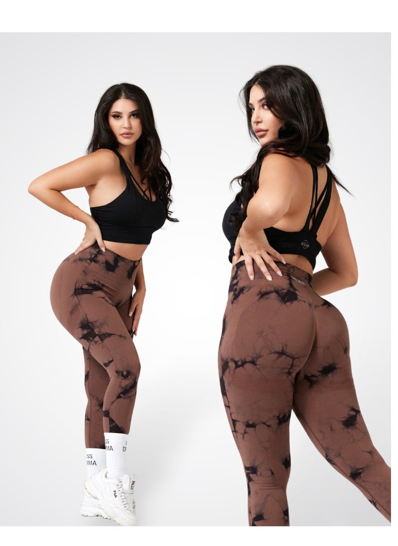 LESS DRAMA sportswear - High Waist Marble Leggings for Women | Curve-Hugging Workout Yoga Pants | Tummy Control Compression | Anti-Cellulite Athleisure Leggings for Fitness and Gym - Image 1