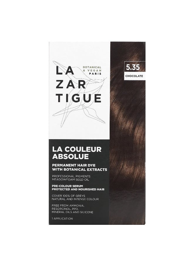 Lazartigue Lazartigue, Permanent Hair Dye with Botanical Extracts, 5.35 Chocolate, 1 Application  - Image 1