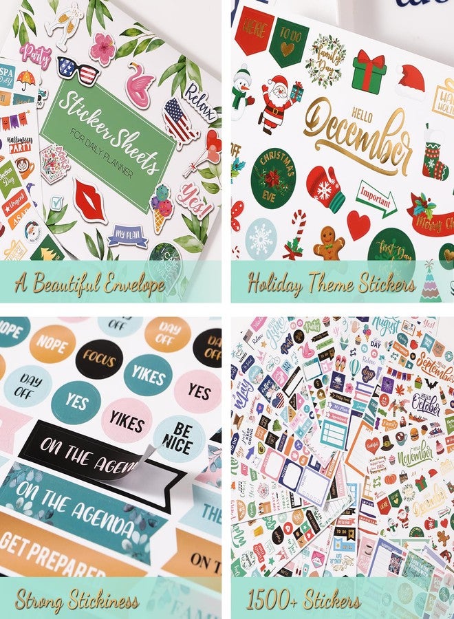 Vondafe Planner Stickers - Monthly Planner Stickers and Accessories 25 Pages 1500+ Stunning Functional and Colorful Stickers,Calendar Stickers Includes Festival Theme Journal Stickers - Image 2
