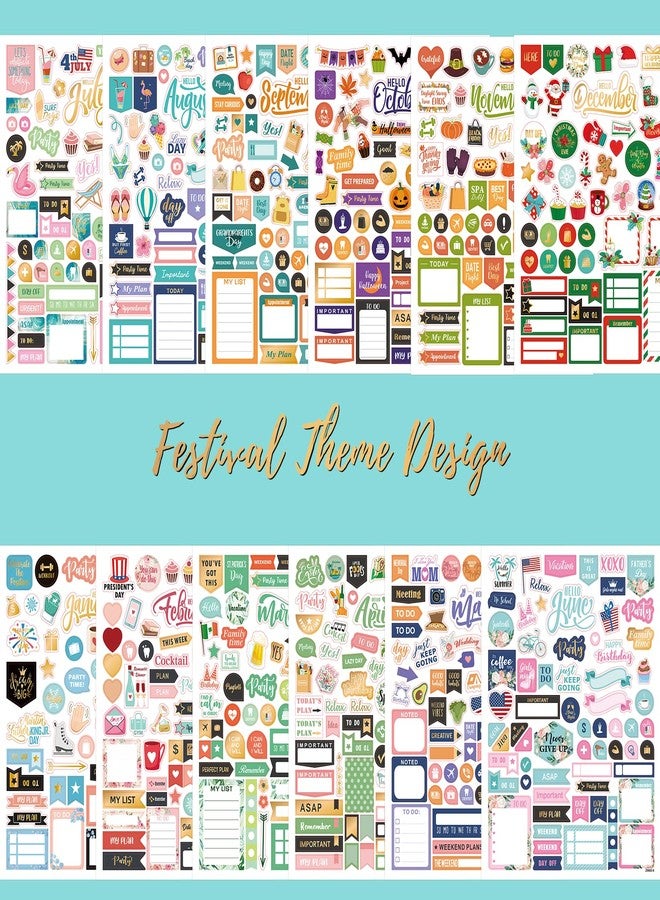 Vondafe Planner Stickers - Monthly Planner Stickers and Accessories 25 Pages 1500+ Stunning Functional and Colorful Stickers,Calendar Stickers Includes Festival Theme Journal Stickers - Image 5