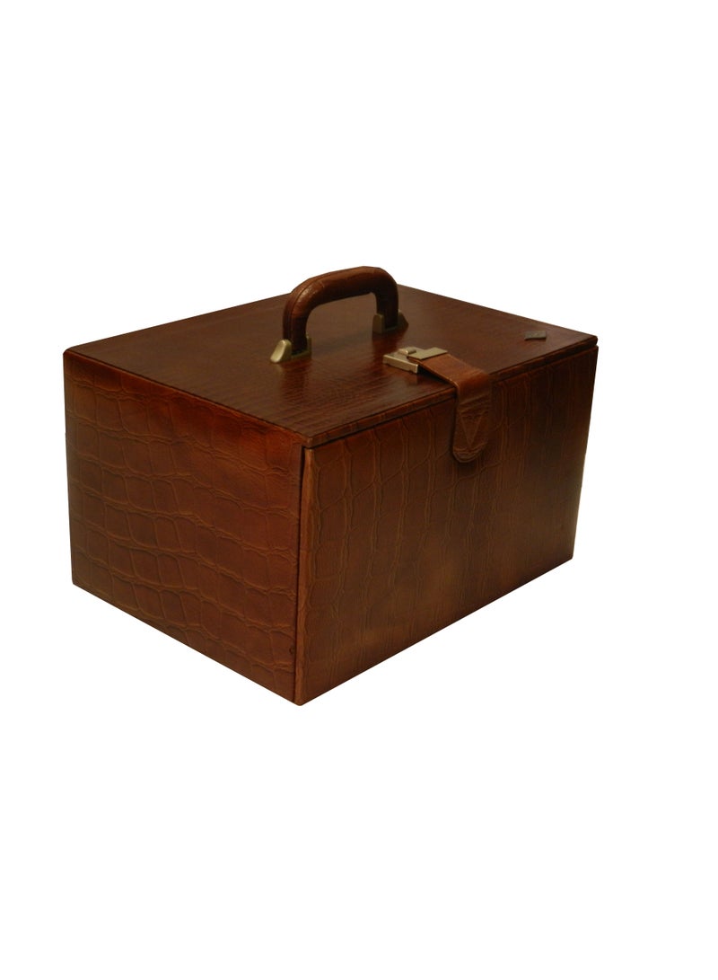 LAVERI LEATHER صندوق ساعات لافيري للرجال والنساء (54 فتحة)، منظم علبة ساعات من الجلد الفاخر مع سطح زجاجي كريستالي، وسادة قابلة للإزالة  - Image 4