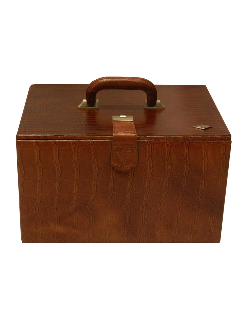 LAVERI LEATHER صندوق ساعات لافيري للرجال والنساء (54 فتحة)، منظم علبة ساعات من الجلد الفاخر مع سطح زجاجي كريستالي، وسادة قابلة للإزالة  - Image 2