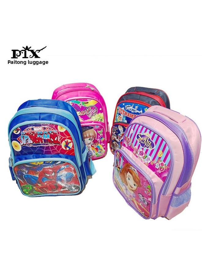 Direct Children's Schoolbag Grade 1-3 Cartoon Burden Reduction Backpack Spiderman Sophia Digital Printing-Color:Shallow Powder - Image 1