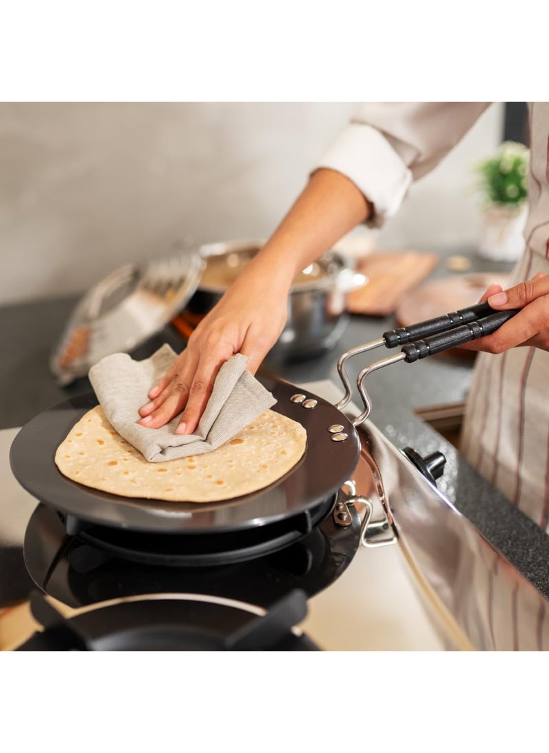 Master Master Endura 25 CM 10 Inch Hard Anodized Roti Tawa 4 MM Thick Consume Minimal Oil PFOA Chemical Free Anti Toxic Get Soft RotiParatha Easy Handle Grip Design Gas Compatible 740 GM  - Image 2