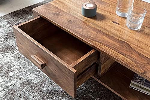 OGNIJA Solid Wooden Coffee Table with Drawer Storage and Shelf - Centre Piece for Living Room, Hall, Bedroom, Office Furniture (Finish Color :-Natural Finish) - Image 3