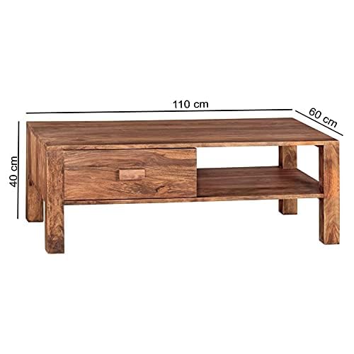 OGNIJA Solid Wooden Coffee Table with Drawer Storage and Shelf - Centre Piece for Living Room, Hall, Bedroom, Office Furniture (Finish Color :-Natural Finish) - Image 4