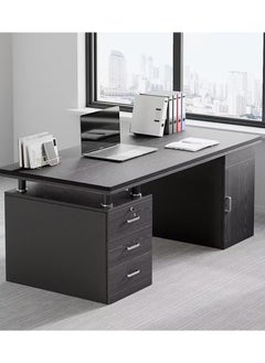CityRiya-Long Computer Desk, 120cm Gaming Desk, Home Office Computer Desk Table, Executive Desk, Simple Laptop PC Table, Large Office Workstation, Black Home Office Computer Table, Work Writing Study Desk  - Image 1