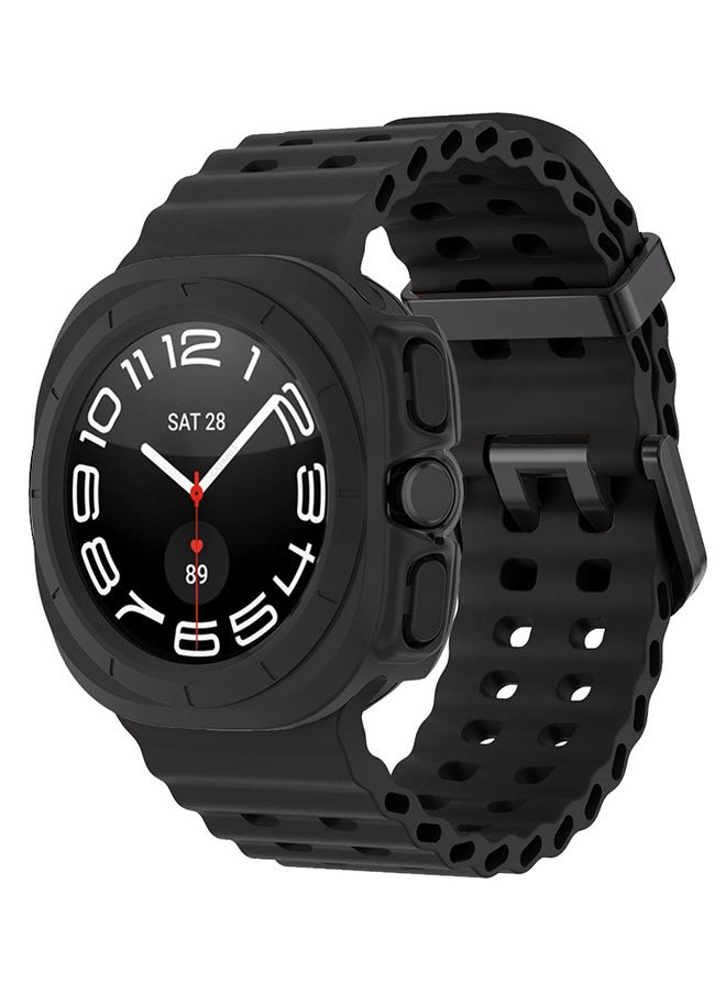 CATANES - (for Samsung Galaxy Watch 7 Ultra 47mm) 2 Packs Silicone Band and Case, Soft Ocean Silicone Sport Strap Replacement Accessory - Image 1