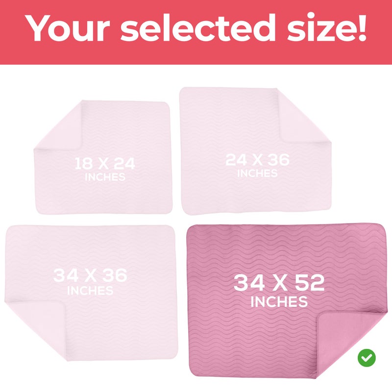 Utopia Bedding Washable Underpads 34" x 52" (Pack of 4), Waterproof Reusable Heavy Absorbency Incontinence Bed Pads for Adults, Kids, Elderly and Pets, Bedwetting Pads for Sofa and Couch (Pink) - Image 4