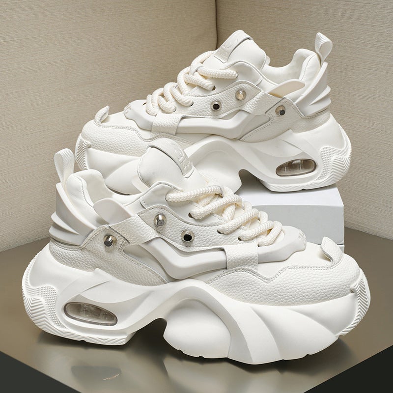 2024 Explosions Small White Shoes Black Samurai New Ins Wind Wear-Resistant Thick Sole Height Increasing Casual Shoes Work Torre Shoes - Image 2