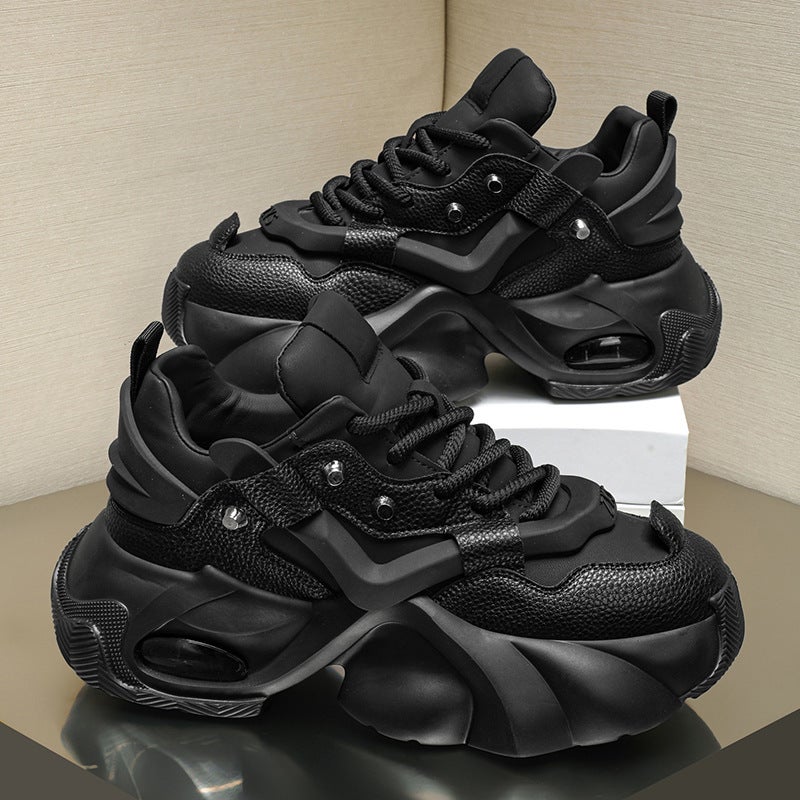 2024 Explosions Small White Shoes Black Samurai New Ins Wind Wear-Resistant Thick Sole Height Increasing Casual Shoes Work Torre Shoes - Image 3