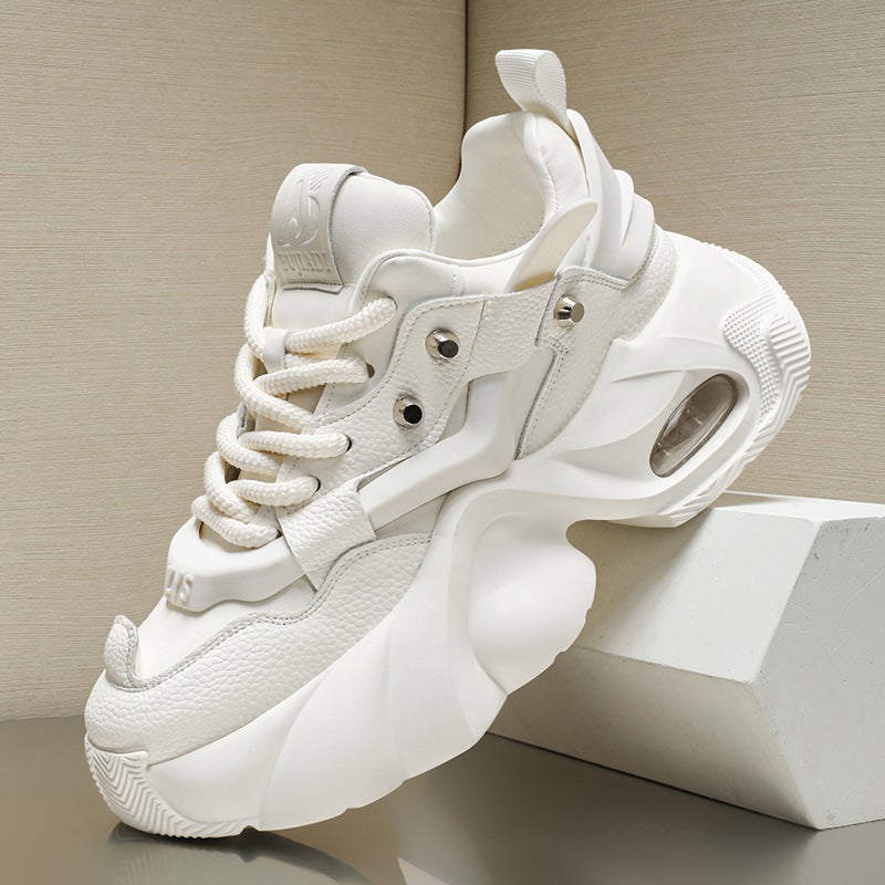 2024 Explosions Small White Shoes Black Samurai New Ins Wind Wear-Resistant Thick Sole Height Increasing Casual Shoes Work Torre Shoes - Image 5