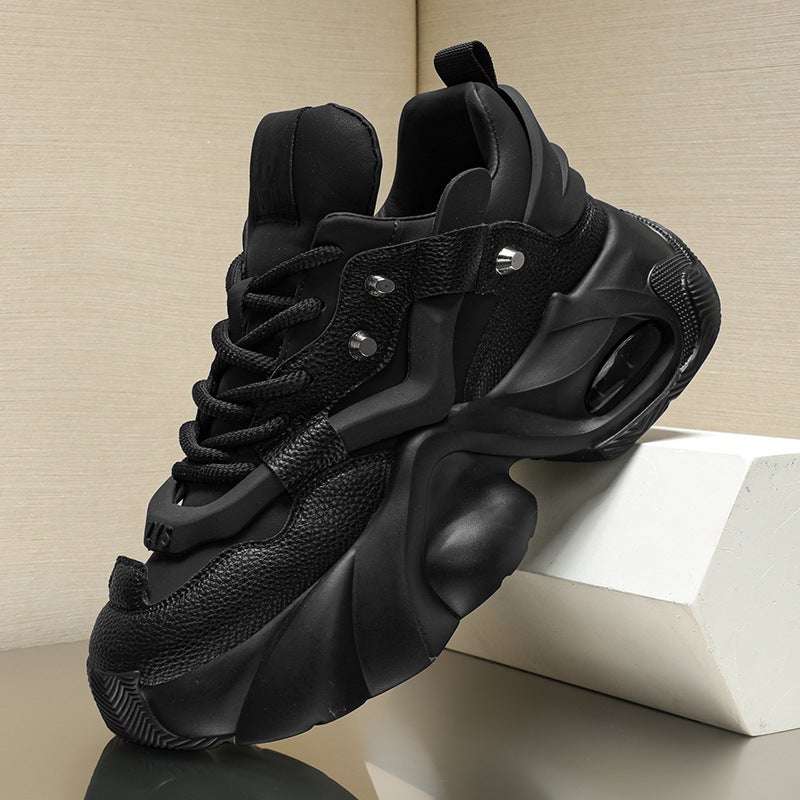 2024 Explosions Small White Shoes Black Samurai New Ins Wind Wear-Resistant Thick Sole Height Increasing Casual Shoes Work Torre Shoes - Image 4