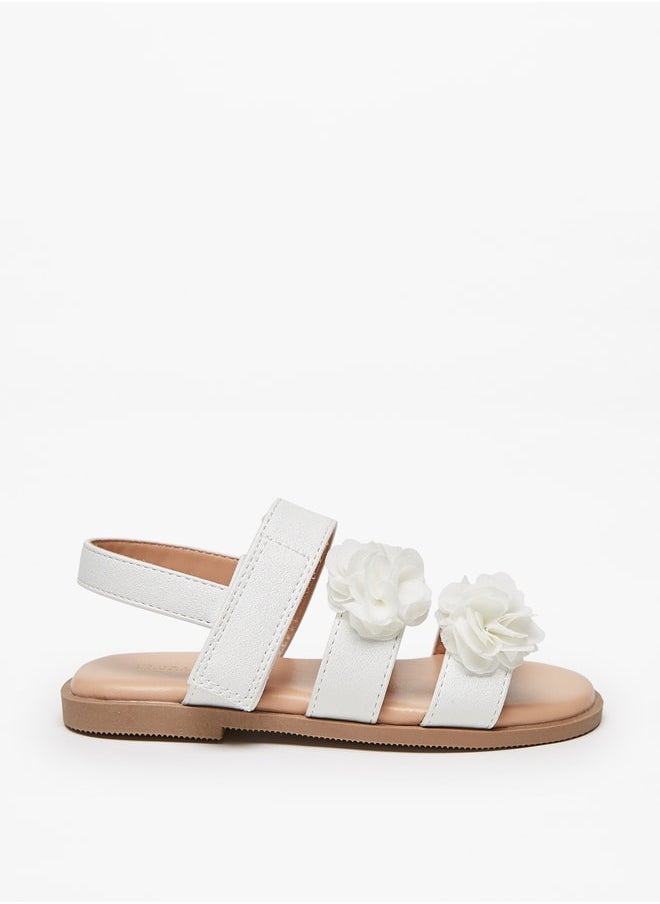 Flora Bella By Shoexpress - Girl's Floral Applique Sandals With Hook And Loop Closure - Image 1