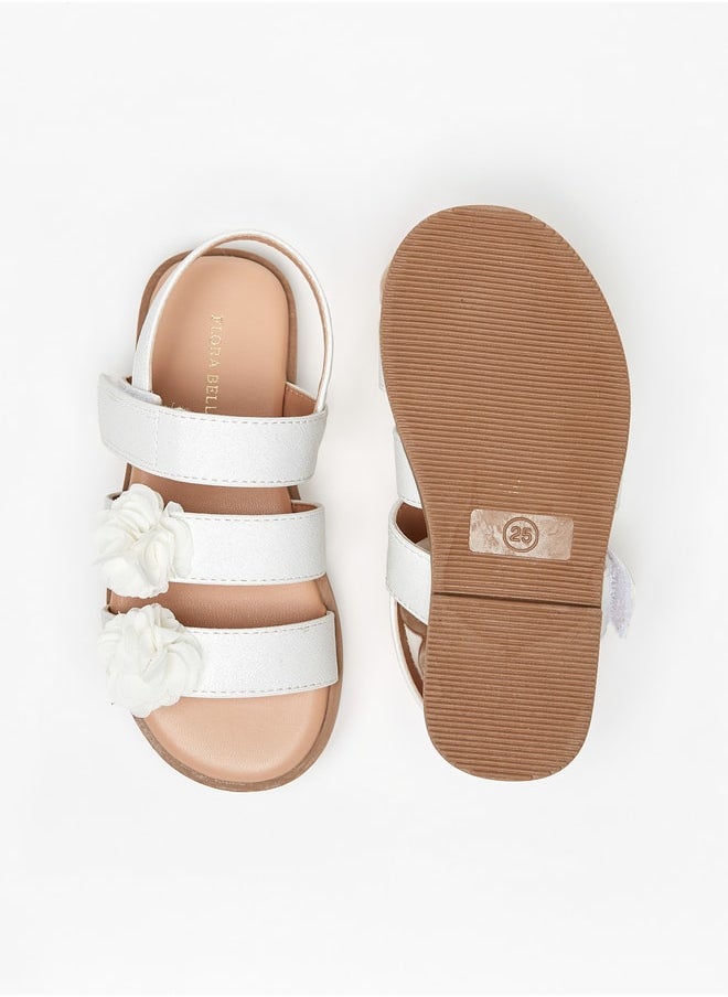 Flora Bella By Shoexpress - Girl's Floral Applique Sandals With Hook And Loop Closure - Image 1
