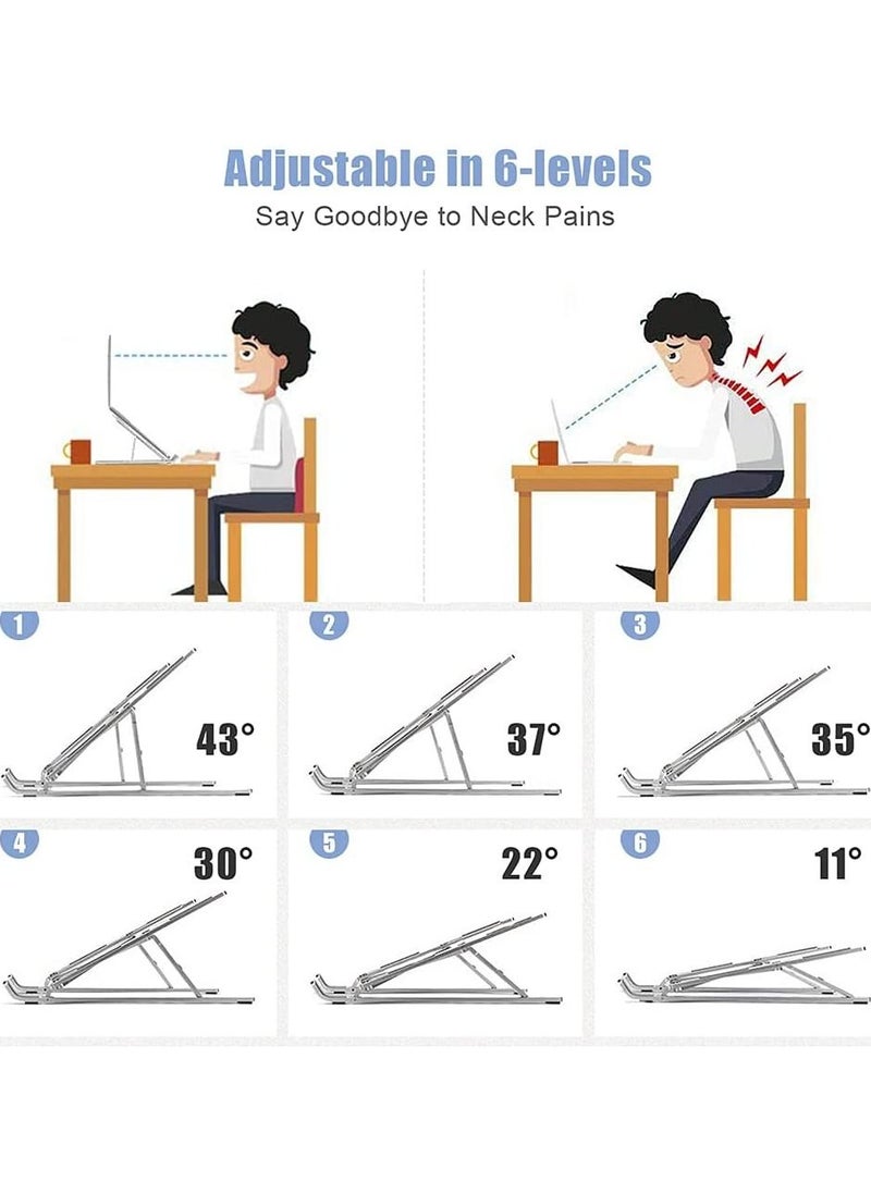 N3 Original N3 Universal Laptop Stand, Aluminum Alloy 6 Levels Height Adjustable Laptop Riser, Portable Ergonomic Desktop Holder Folding with Storage Bag  - Image 5