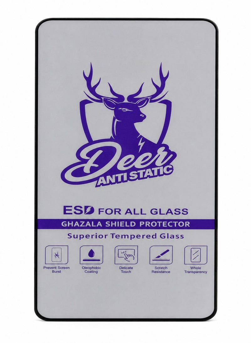Deer Al-Ghazala Anti-Static ESD Tempered Glass Screen Protector Compatible with Xiaomi Redmi Note 10 Pro - Full Coverage Black Frame - Image 2