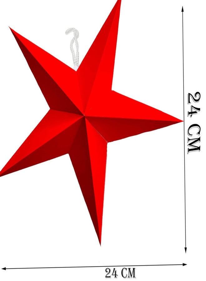 PartySanthe 5-Pointed Red Paper Christmas Star Hanging Decorations for Christmas Diwali Weddings, Parties, Xmas, Holidays, Pack of 2pcs - Image 2