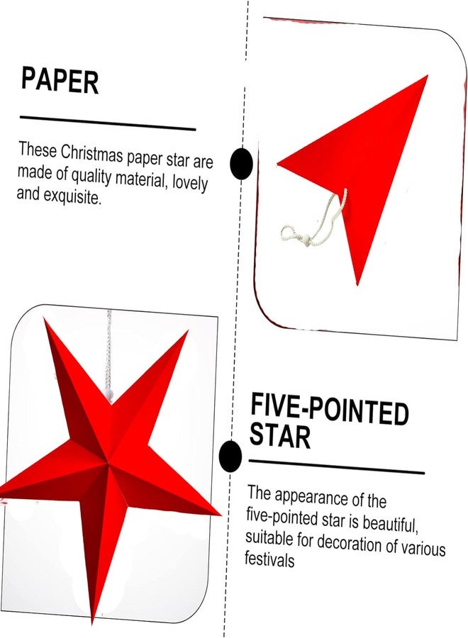 PartySanthe 5-Pointed Red Paper Christmas Star Hanging Decorations for Christmas Diwali Weddings, Parties, Xmas, Holidays, Pack of 2pcs - Image 5