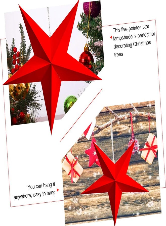 PartySanthe 5-Pointed Red Paper Christmas Star Hanging Decorations for Christmas Diwali Weddings, Parties, Xmas, Holidays, Pack of 2pcs - Image 4