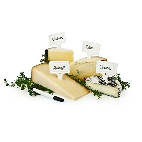 True True Tag Ceramic Cheese Board Labels Cheese Markers Charcuterie Accessories Hosting Essentials for Birthday Wedding Wine Parties Set of 4 White