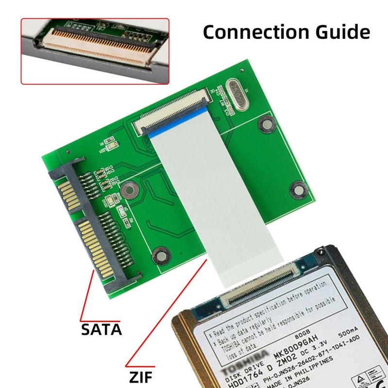 Chenyang محول لوحة SSD HDD من تشين يانغ SATA إلى 40 دبوس ZIF CE 1.8 بوصة مع كابل LIF مسطح - Image 2