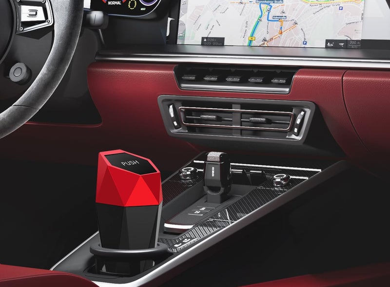 Ginsco 2 Pack Car Trash Can with Lid, Cup Holder Garbage Can for Car, Garbage Bin Cars Accessories for Interior, Leakproof Small Trash Bin, Mini Trash Can for Cars, Home, Bedroom, Office (Red) - Image 2