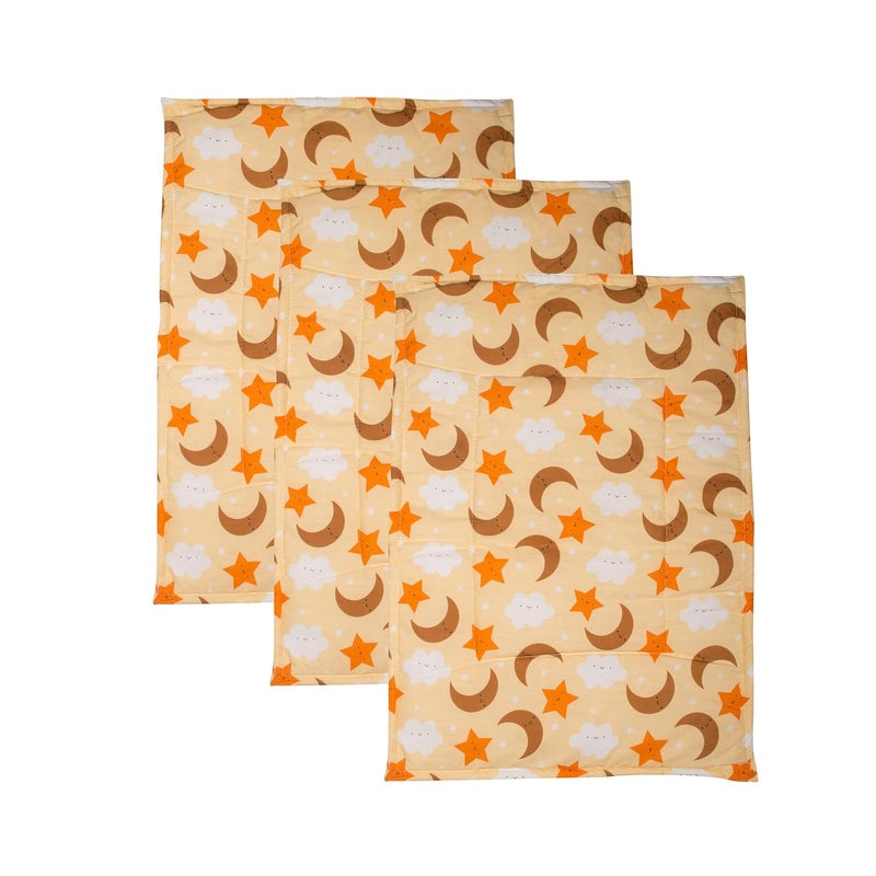 mittenbooty Baby Soft Quilted Cotton Cushioned Changing Sheet Pack of 3 with Detachable Plastic Sheet- Cloud Print Yellow - Image 1