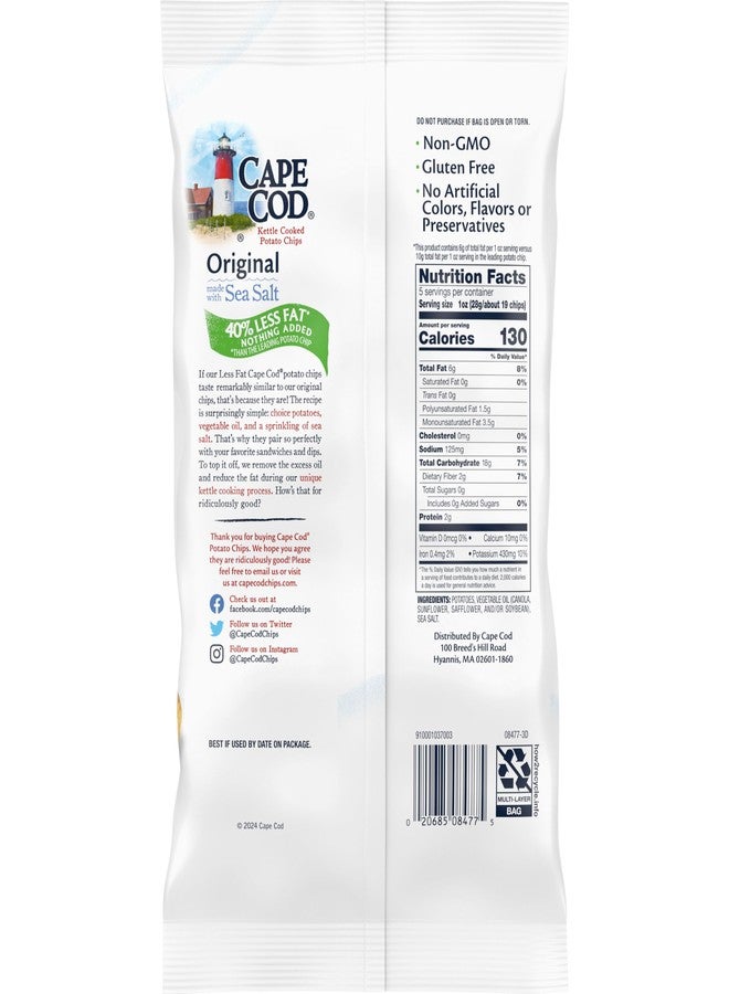 Cape Cod Potato Chips, Potato Chips Reduced Fat, 5 Ounce - Image 4