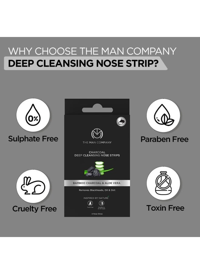 The Man Company شرائط أنف من الفحم مع خلاصة الصبار | مزيل الرؤوس البيضاء والسوداء | منظف للمسام | خالٍ من الأوساخ | يحسن ملمس البشرة - 4 شرائط  - Image 5