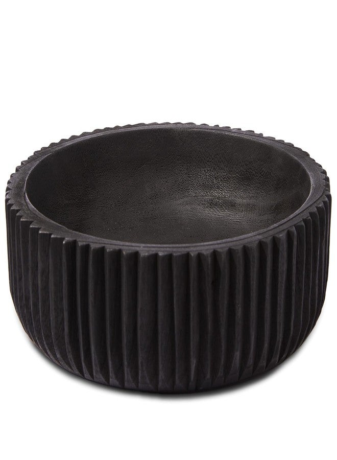 DN DECONATION Wooden Decorative Bowl, 9.84” Black Wood Fruit Bowl for Rustic Home Decor, Key Bowls for Farmhouse Decor Table Centerpiece Entryway Living Room Kitchen - Image 1