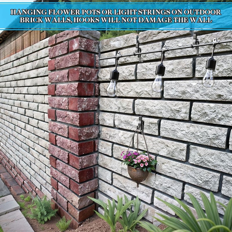 Lewufe Stainless Steel Brick Wall Clips, Brick Hooks Clamp Outdoor Heavy Duty 1-3/4" to 2-1/2" Brick Hook Brick Hangers No Drill, 6 Packs - Image 3