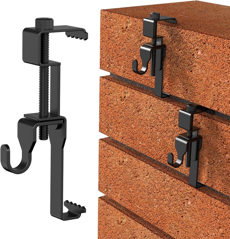 Lewufe Stainless Steel Brick Wall Clips, Brick Hooks Clamp Outdoor Heavy Duty 1-3/4" to 2-1/2" Brick Hook Brick Hangers No Drill, 6 Packs - Image 1