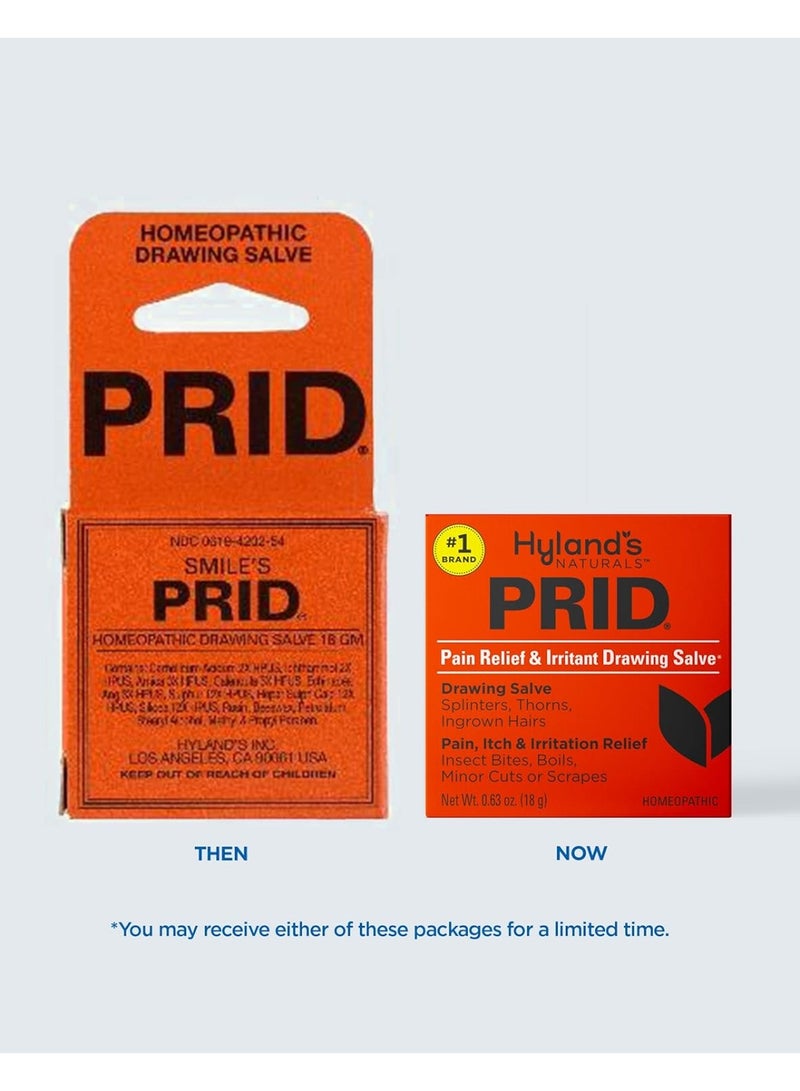 Hyland's PRID Drawing Salve, Topical Skin Irritation Relief, For Splinters, Thorns, Ingrown Hairs, Itch Relief for Bug Bites, Boils, Minor Cuts and Scrapes, 18 Grams - Image 1