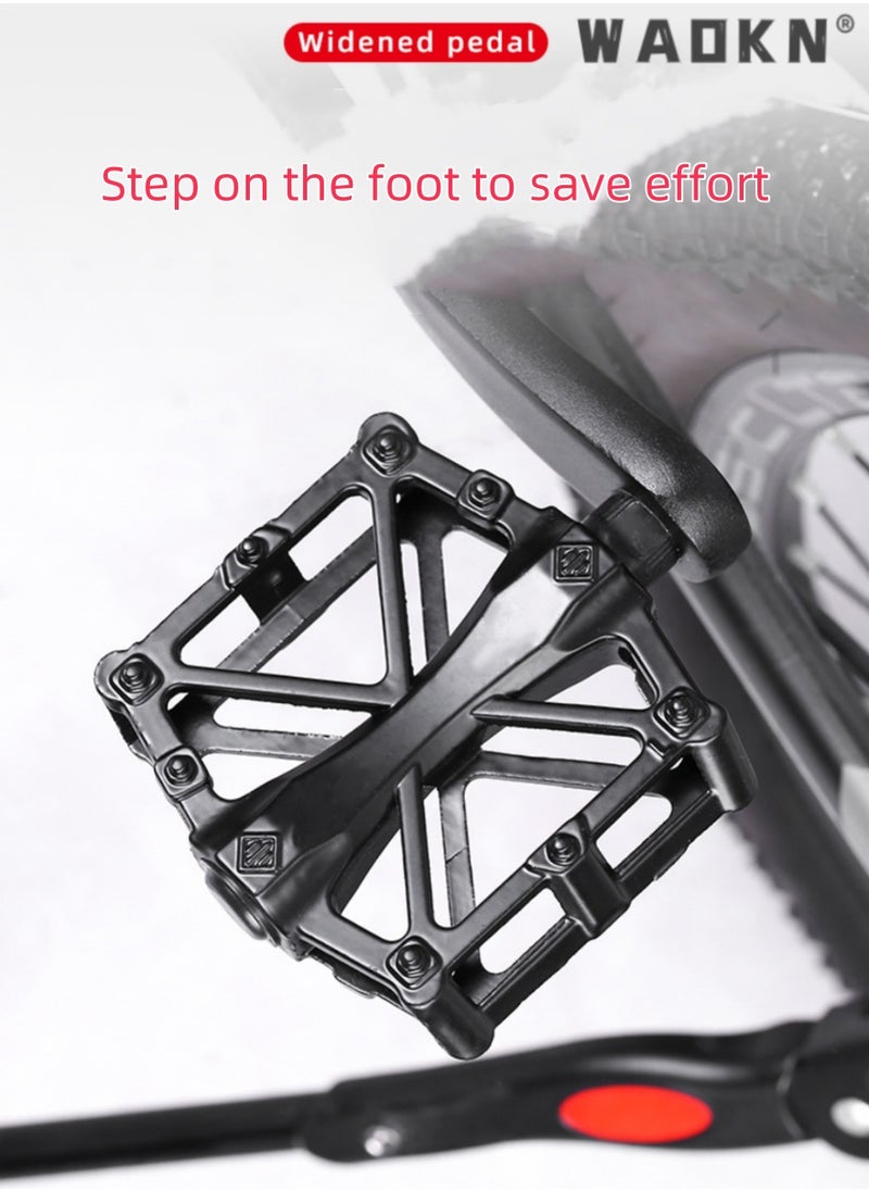 WAOKN A Pair of Mountain Road Bicycle Aluminum Alloy Double Ball Pedals/Bicycle Ball Pedals/X-shaped Pedals with 16 Anti Slip Pins - Universal Lightweight Aluminum Alloy Platform Pedals in Black  - Image 2