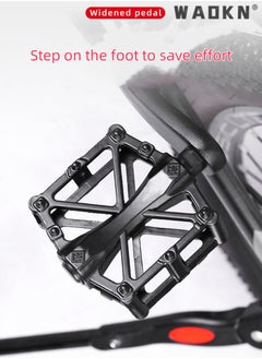 WAOKN A Pair of Mountain Road Bicycle Aluminum Alloy Double Ball Pedals/Bicycle Ball Pedals/X-shaped Pedals with 16 Anti Slip Pins - Universal Lightweight Aluminum Alloy Platform Pedals in Black  - Image 2