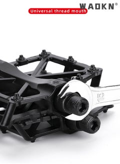 WAOKN A Pair of Mountain Road Bicycle Aluminum Alloy Double Ball Pedals/Bicycle Ball Pedals/X-shaped Pedals with 16 Anti Slip Pins - Universal Lightweight Aluminum Alloy Platform Pedals in Black  - Image 4