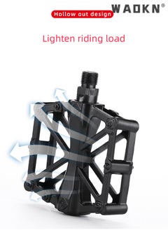 WAOKN A Pair of Mountain Road Bicycle Aluminum Alloy Double Ball Pedals/Bicycle Ball Pedals/X-shaped Pedals with 16 Anti Slip Pins - Universal Lightweight Aluminum Alloy Platform Pedals in Black  - Image 3