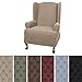 MAYTEX Maytex Pixel Ultra Soft Stretch Wing Back Arm Chair Furniture Cover Slipcover, Sand - Image 2