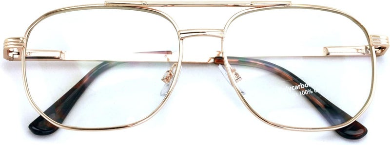 V.W.E. Metal Tear Drop Clear Len Glasses - Big Lens Spring Hinge Square Fashion Gold Gunmetal - Image 4