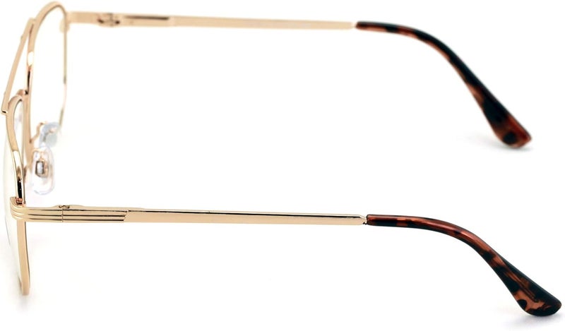 V.W.E. Metal Tear Drop Clear Len Glasses - Big Lens Spring Hinge Square Fashion Gold Gunmetal - Image 2